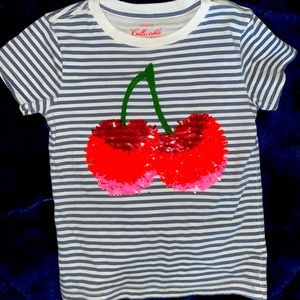 J.Crew Crewcuts Collectable Cherry Sequin T-Shirt